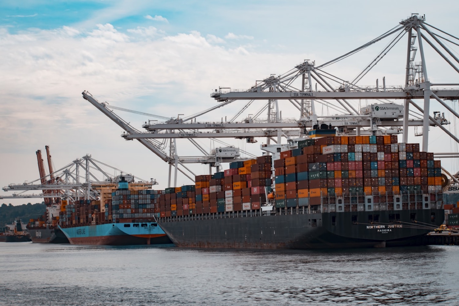 Container ship at port